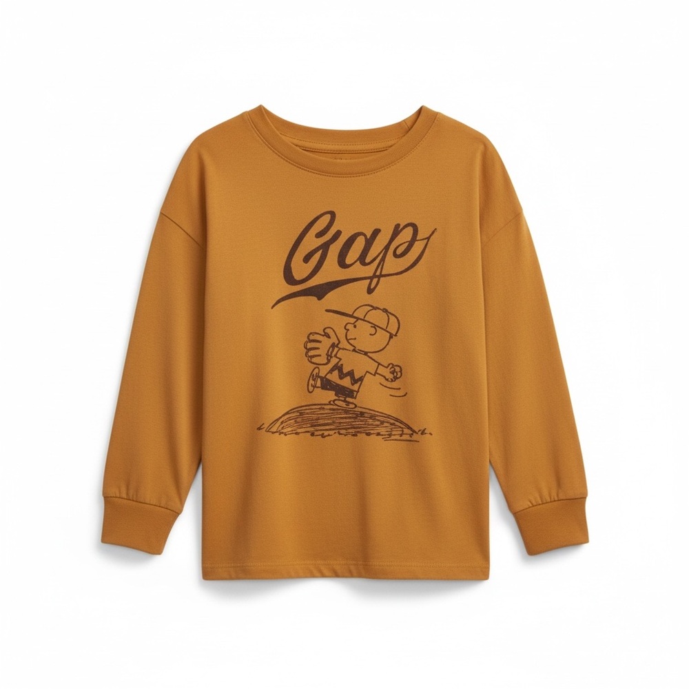 GAP X Peanuts Charlie Brown Graphic Long Sleeve Shirt Baseball Size 2T Boy HTF - Picture 2 of 14